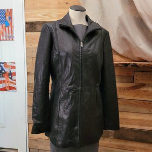 Soft Black Leather Moto Jacket Size M by Boston Harbour